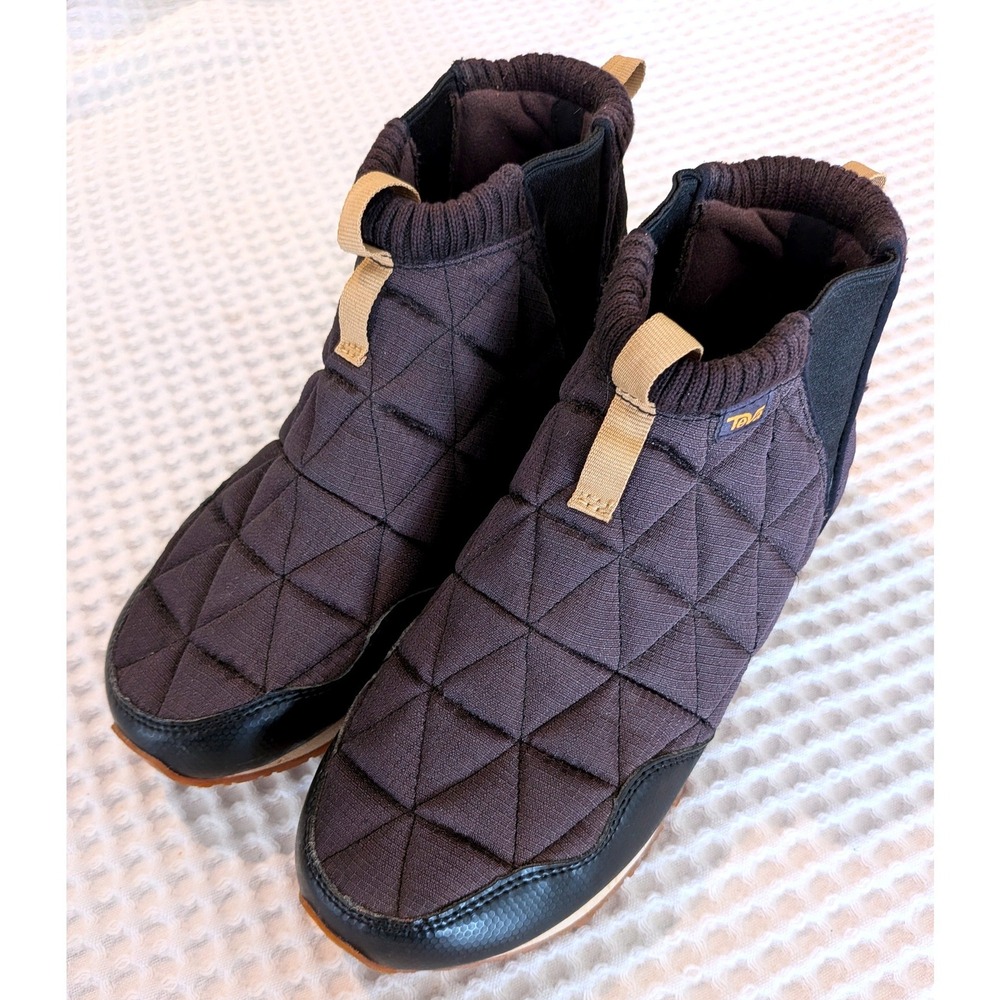 Teva Ember Commute WP Quilted Slip On Boots Black Tan Men 9